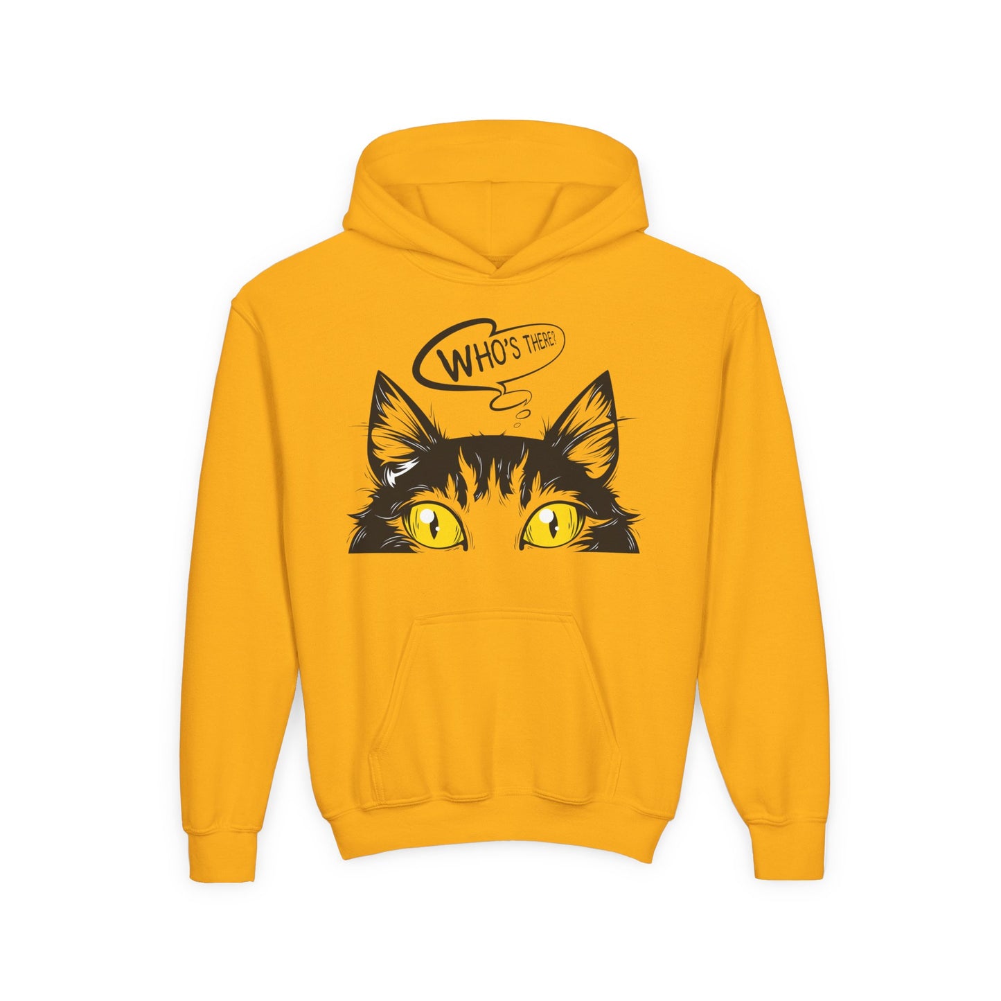Youth Heavy Blend Hooded Sweatshirt -  Whos there cat