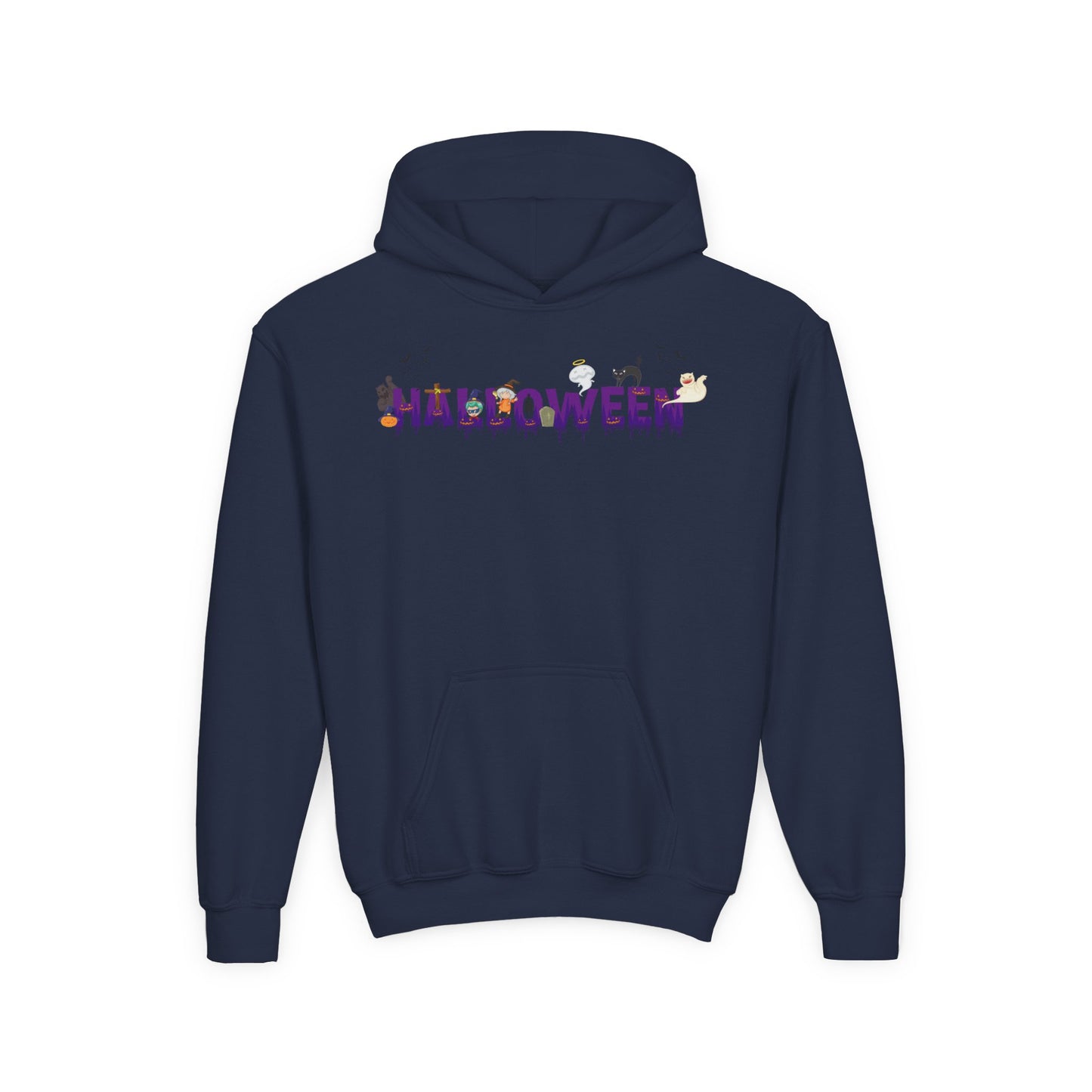 Youth Heavy Blend Hooded Sweatshirt - Holloween word