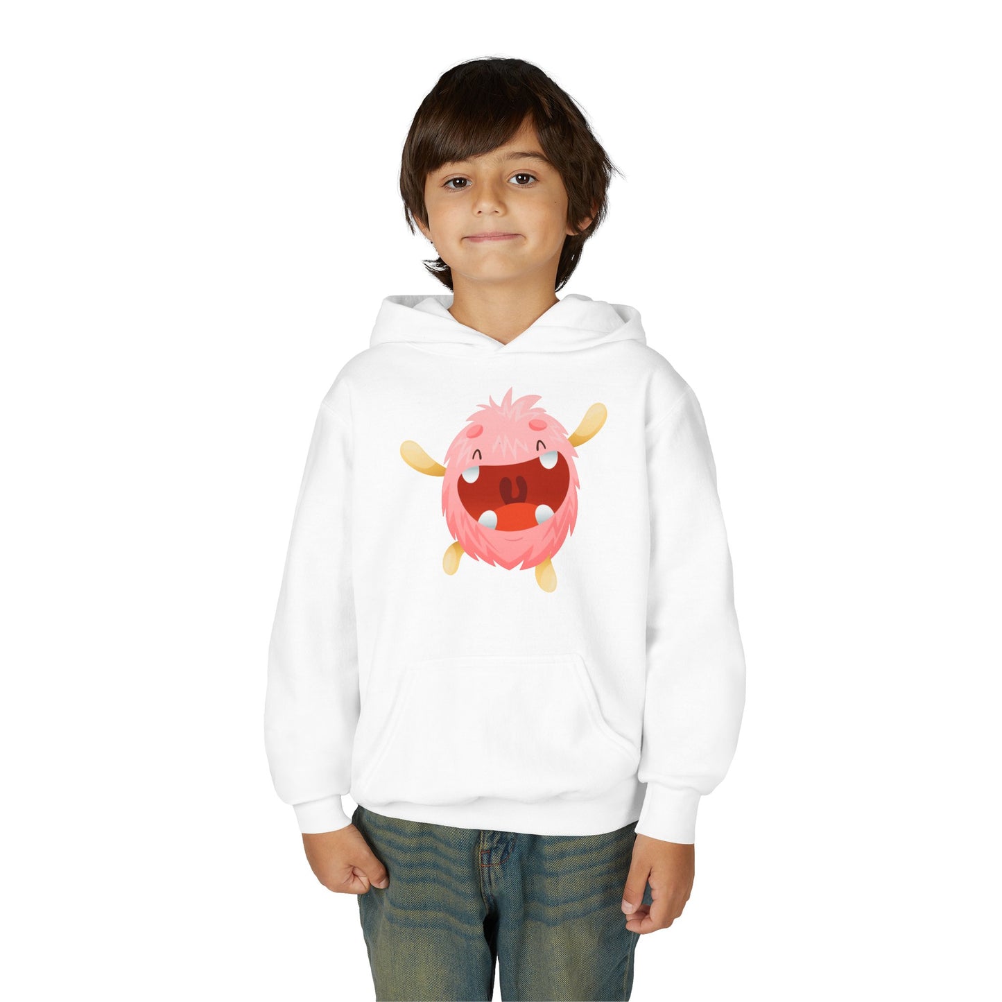 Youth Heavy Blend Hooded Sweatshirt - Baby pink monster