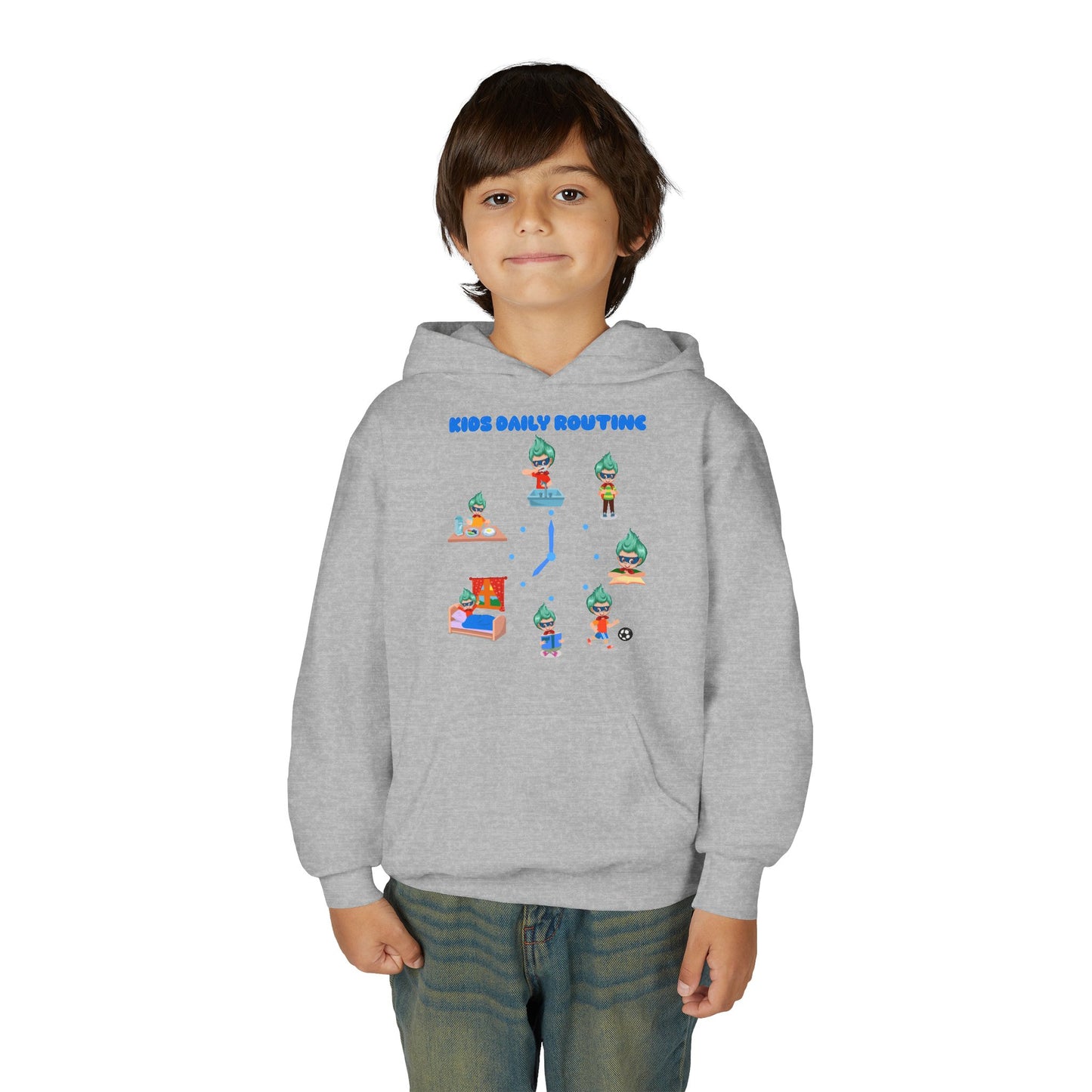 Youth Heavy Blend Hooded Sweatshirt - Super kiddo daily routine