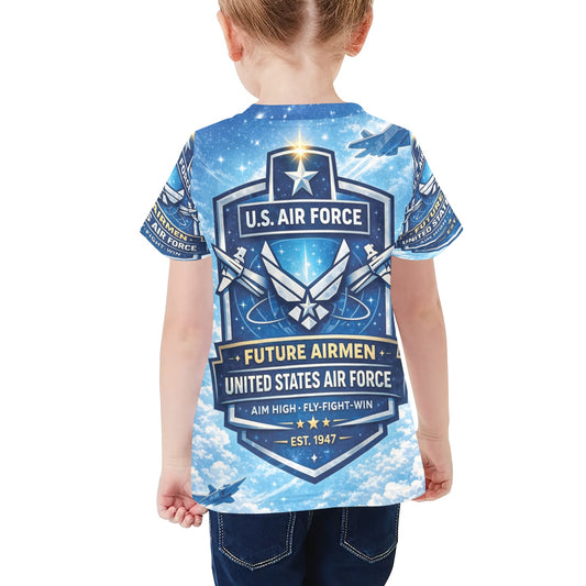 Little Kids' All Over Print Crew Neck T-Shirt - Proud to Serve - Young Patriot - Future Air Force