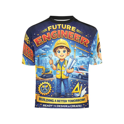 Little Kids' All Over Print Crew Neck T-Shirt - Proud to Serve - Young Patriot - Future Engineer Male