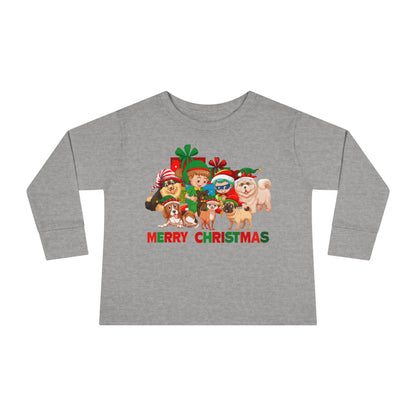 Toddler Long Sleeve Tee - Christmas with super kiddo pet friends with text - [[{"value":"Wonderwear Kid"}]]