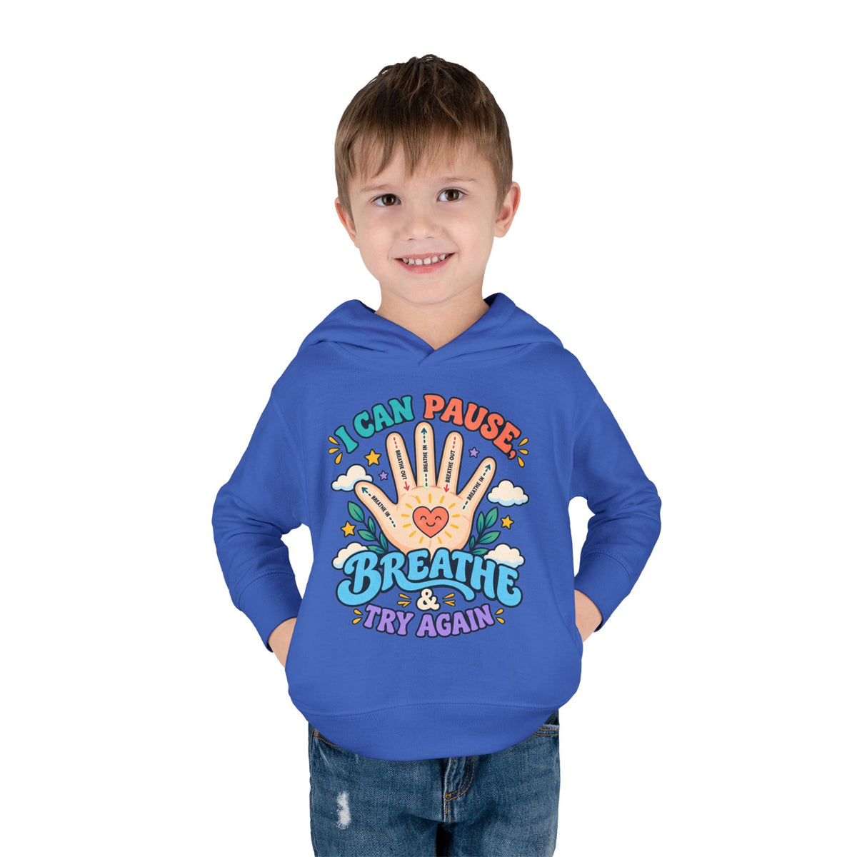 Toddler Hoodie — Pause, Breathe, Try Again Hand Guide