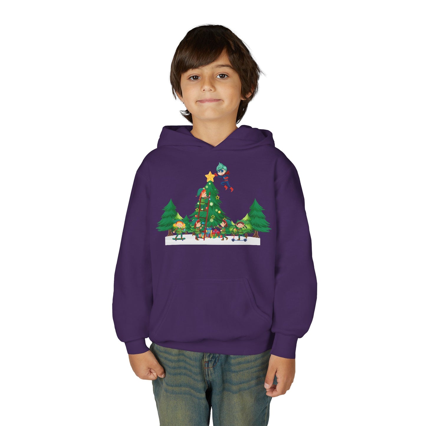 Youth Heavy Blend Hooded Sweatshirt - Super kiddo putting the stars