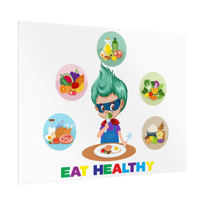Rolled Posters - Supper kiddo showing healthy food to eat - [[{"value":"Wonderwear Kid"}]]