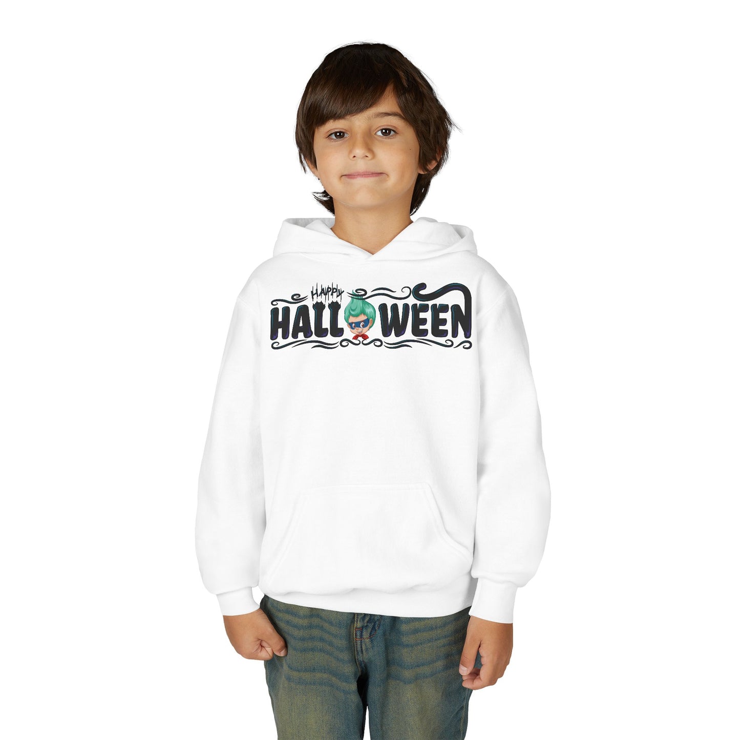 Youth Heavy Blend Hooded Sweatshirt - Happy halloween by super kiddo