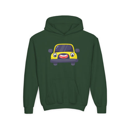Kids Yellow Car Hoodie Printify