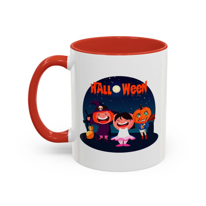 Accent Coffee Mug - Super kiddo wearing pumpkin - [[{"value":"Wonderwear Kid"}]]