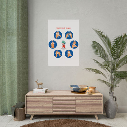 Rolled Posters - Super kiddo teaching how to wash hands - [[{"value":"Wonderwear Kid"}]]