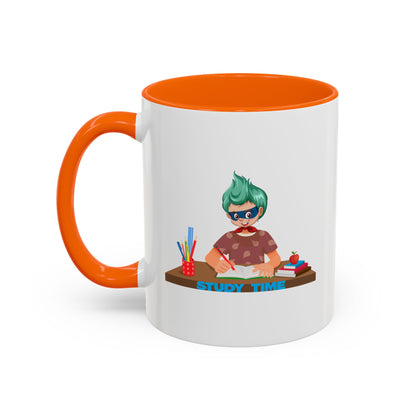 Accent Coffee Mug - Super kiddo studying - [[{"value":"Wonderwear Kid"}]]