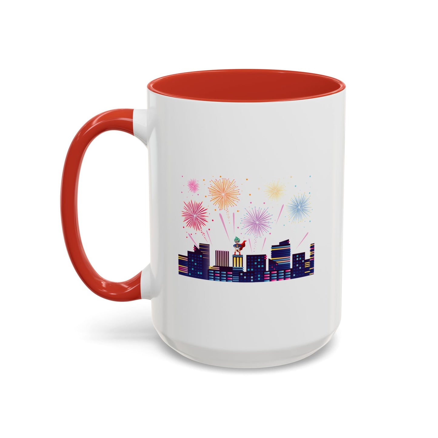 Accent Coffee Mug - Super kiddo with fireworks