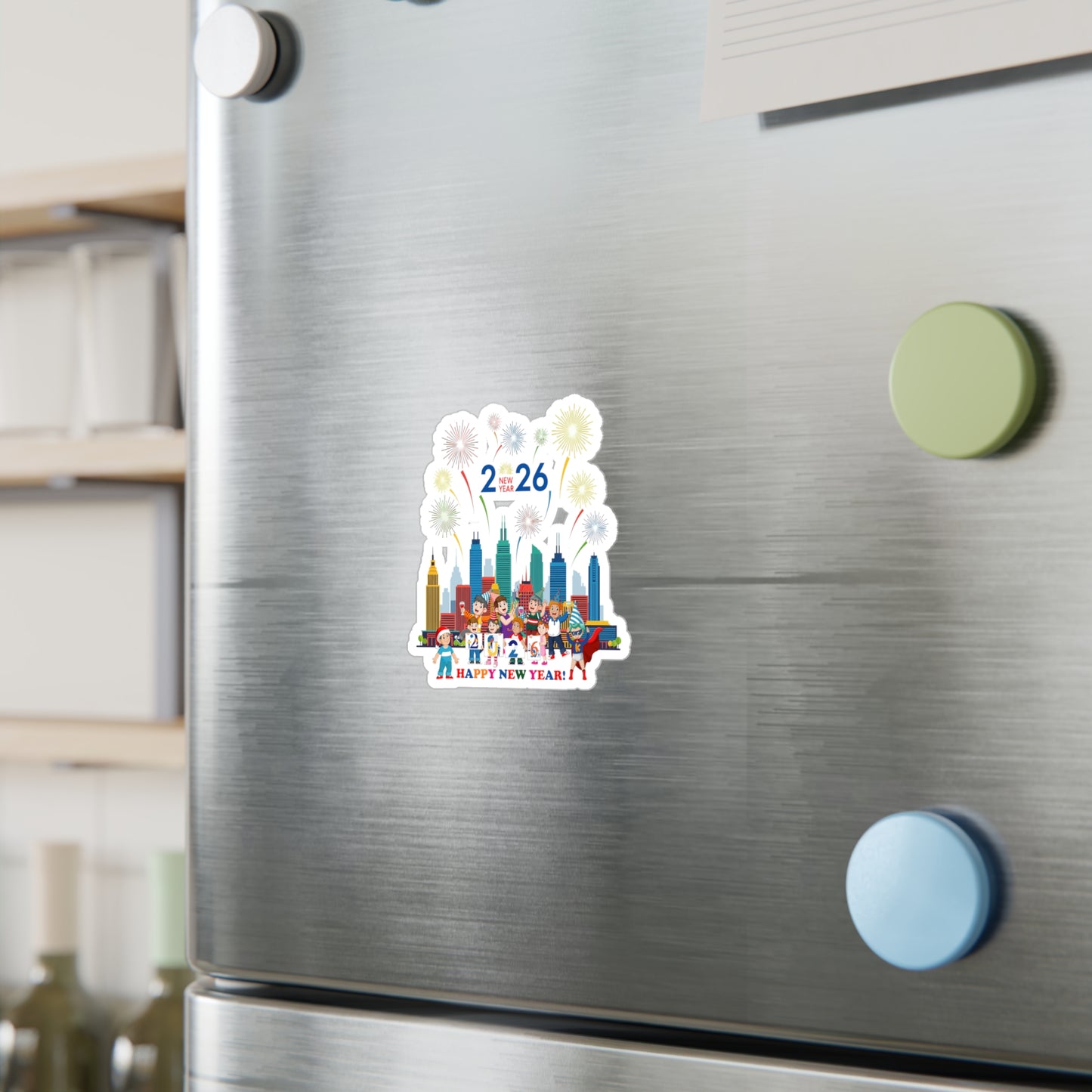Christmas Kiss-Cut Vinyl Decals – Happy new year with fireworks - [[{"value":"Wonderwear Kid"}]]