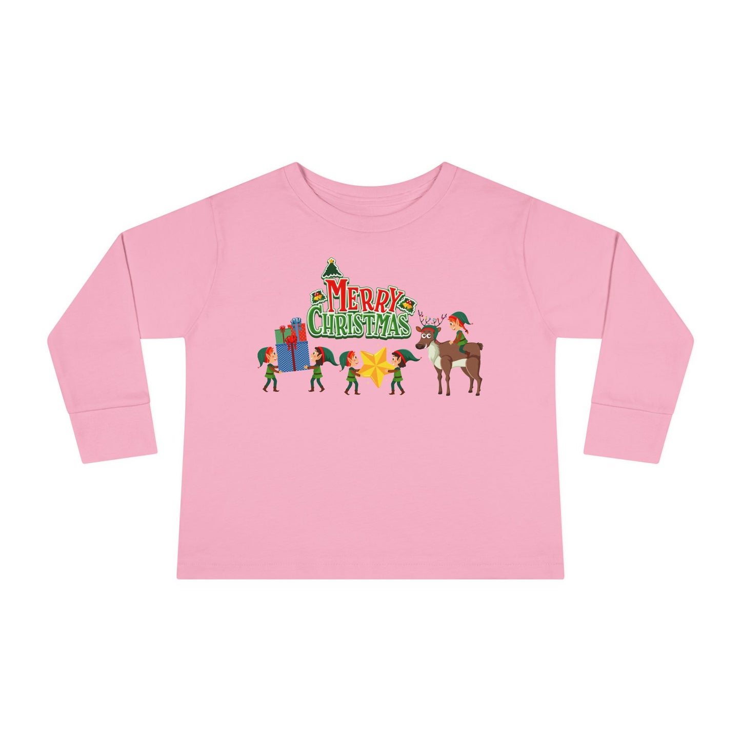Toddler Long Sleeve Tee - Merry christmas and reindeer - [[{"value":"Wonderwear Kid"}]]