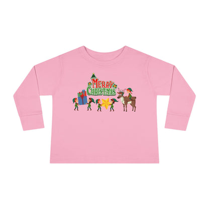 Toddler Long Sleeve Tee - Merry christmas and reindeer - [[{"value":"Wonderwear Kid"}]]