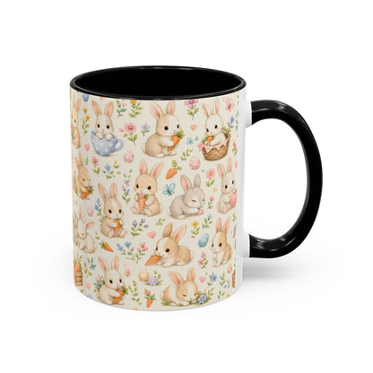 Accent Coffee Mug  (11/15 oz) - Pastel Bunny Garden Easter