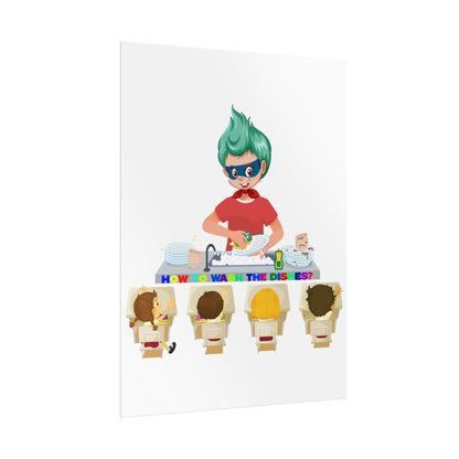 Rolled Posters - Little kiddo teaching to wash dishes - [[{"value":"Wonderwear Kid"}]]