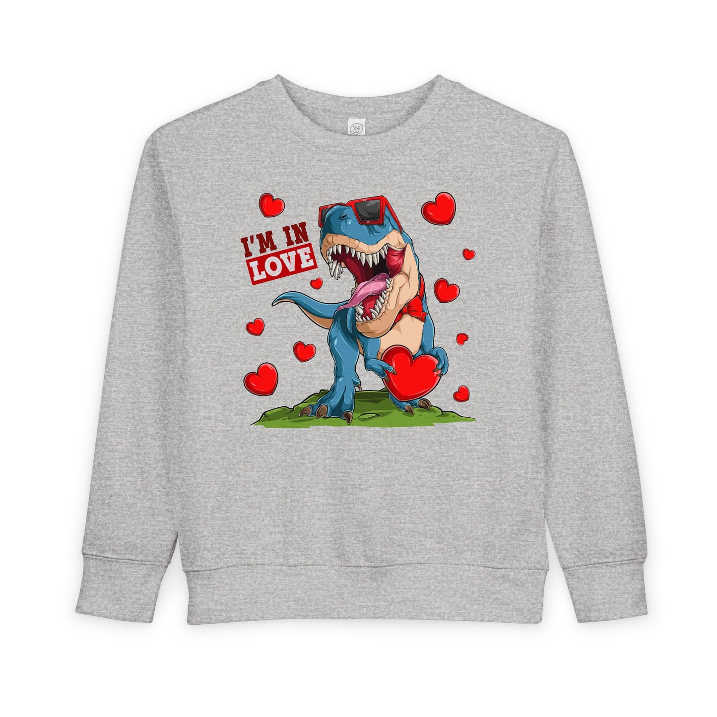 Toddler Sweatshirt -Dinosaur and heart design for valentines - [[{"value":"Wonderwear Kid"}]]