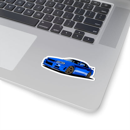 Kiss-Cut Stickers - Blue Race Car Printify