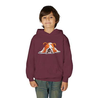 Youth Heavy Blend Hooded Sweatshirt -  Sleeping english bulldog Printify