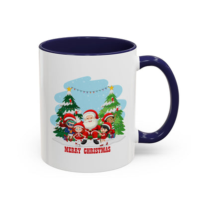 Accent Coffee Mug - Super kiddo with santa claus Merry christmas - [[{"value":"Wonderwear Kid"}]]