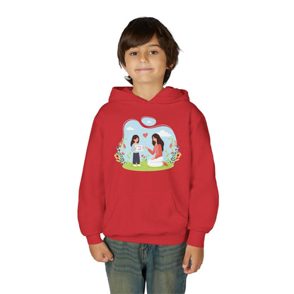 Youth Heavy Blend Hooded Sweatshirt -  Mother and daughter love Printify