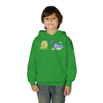 Youth Heavy Blend Hooded Sweatshirt - Monsters playing Printify