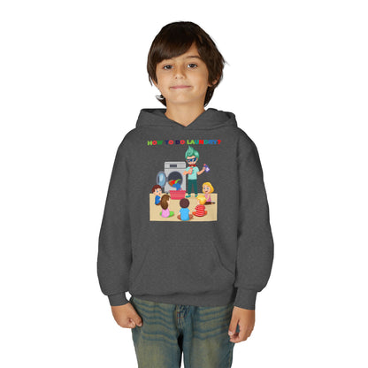 Youth Heavy Blend Hooded Sweatshirt - super kiddo teaching laundry - [[{"value":"Wonderwear Kid"}]]