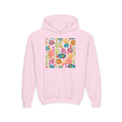 Youth Heavy Blend Hooded Sweatshirt - Colorful tropical corals Printify