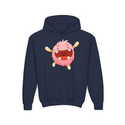 Youth Heavy Blend Hooded Sweatshirt - Baby pink monster Printify