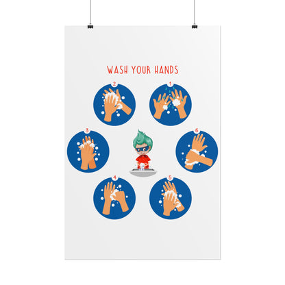 Rolled Posters - Super kiddo teaching how to wash hands - [[{"value":"Wonderwear Kid"}]]
