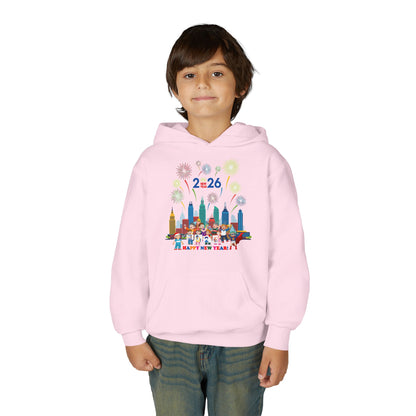 Youth Heavy Blend Hooded Sweatshirt - Happy new year with fireworks - [[{"value":"Wonderwear Kid"}]]