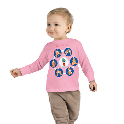 Toddler Long Sleeve Tee - Super kiddo teaching how to wash hands - [[{"value":"Wonderwear Kid"}]]