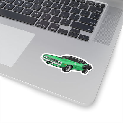 Kiss-Cut Vinyl Decals - Vintage green car Printify