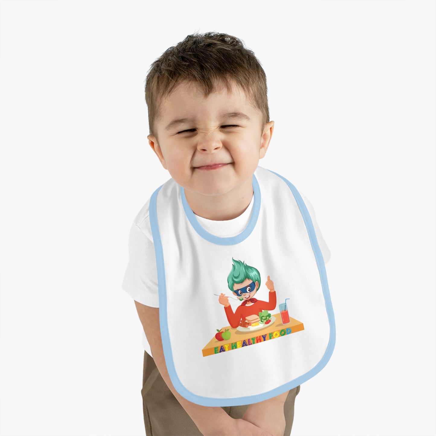 Baby Bib - Super kiddo eating healthy breafast