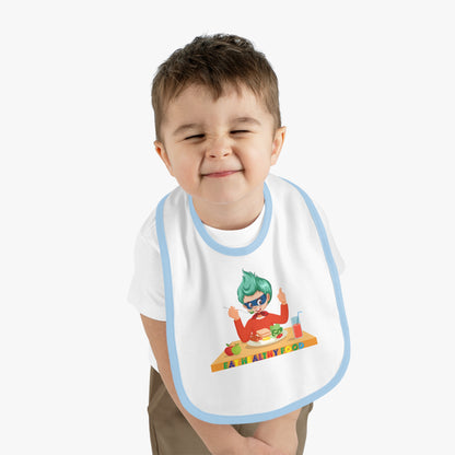 Baby Bib - Super kiddo eating healthy breafast - [[{"value":"Wonderwear Kid"}]]