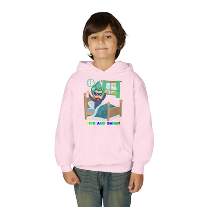 Youth Heavy Blend Hooded Sweatshirt - Super kiddo teaches us to wake up early - [[{"value":"Wonderwear Kid"}]]