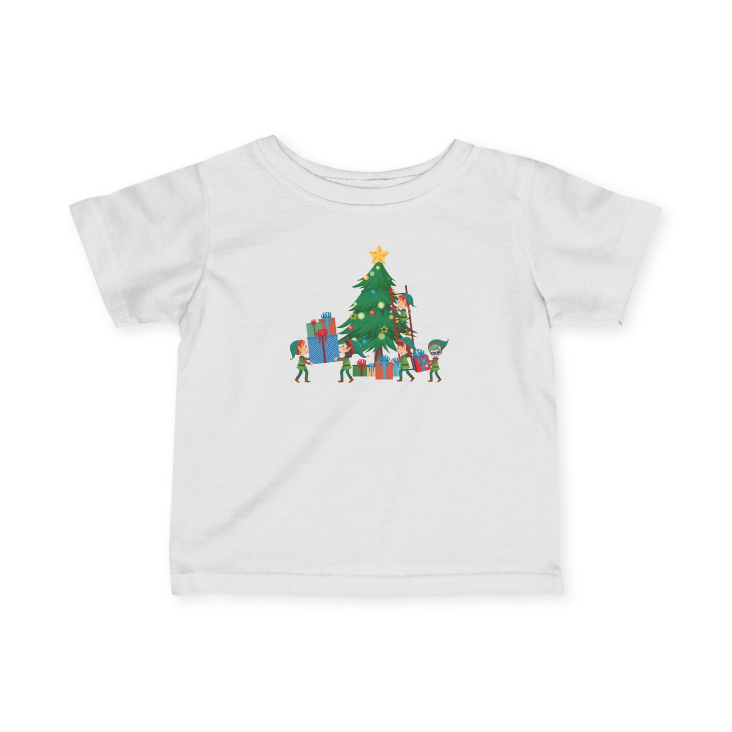 Infant Fine Jersey Tee - Super kiddo putting gifts on christmas tree - [[{"value":"Wonderwear Kid"}]]
