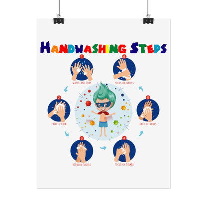 Rolled Posters - Super kiddo how to wash hand properly - [[{"value":"Wonderwear Kid"}]]