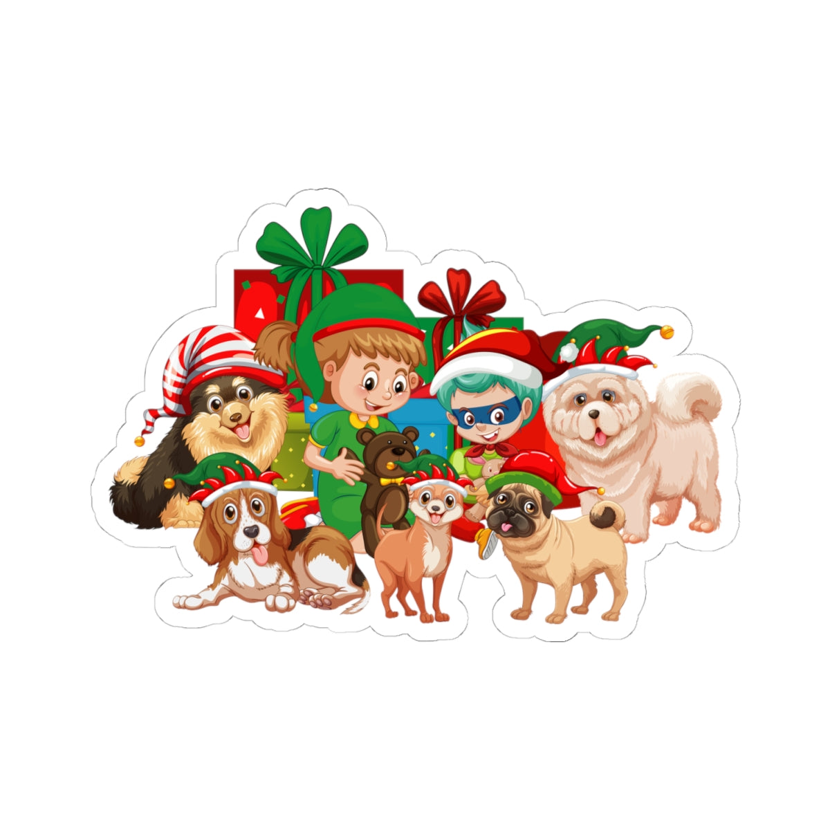 Kiss-Cut Stickers - Christmas with super kiddo pet friends without text - [[{"value":"Wonderwear Kid"}]]