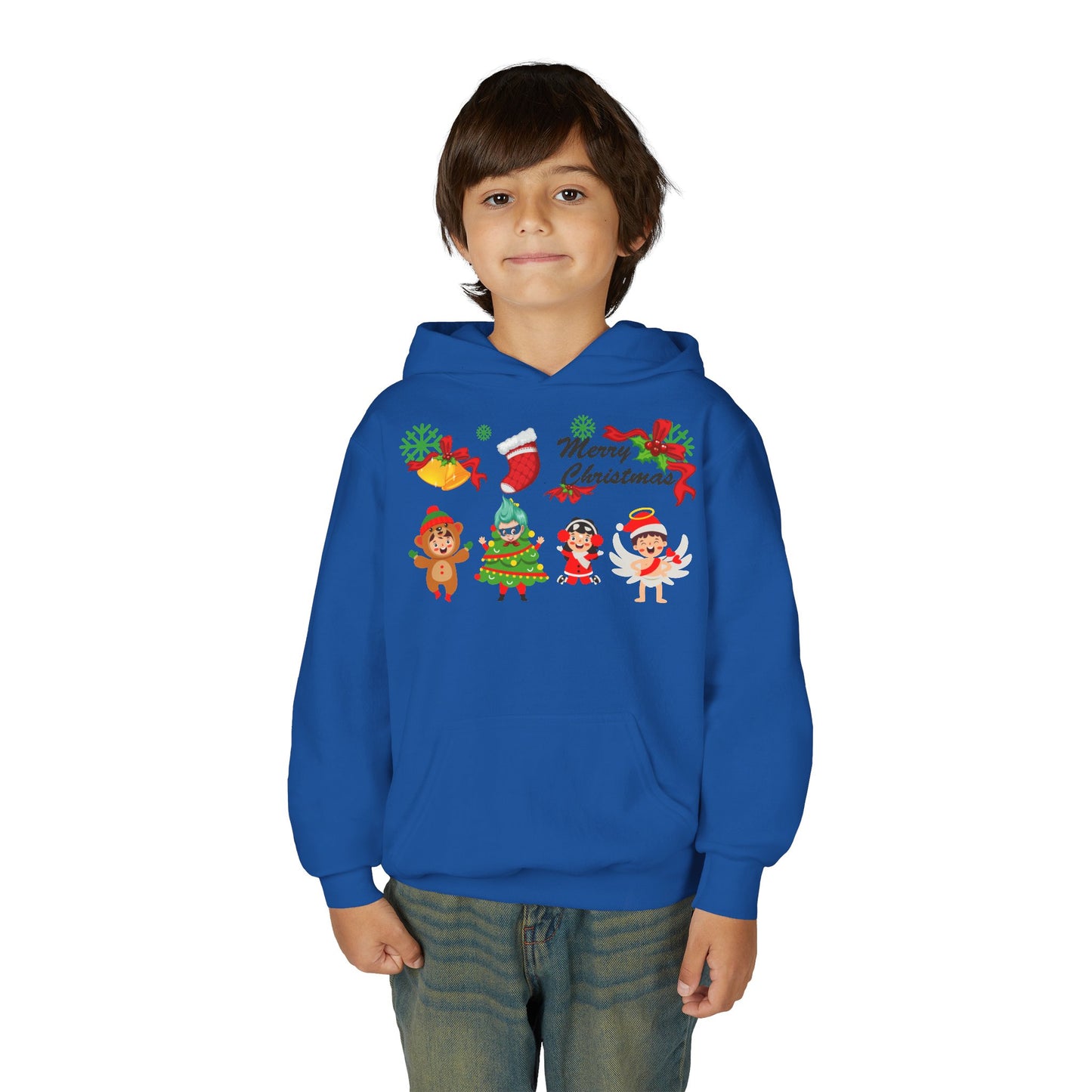 Youth Heavy Blend Hooded Sweatshirt - Merry christmas from super kid