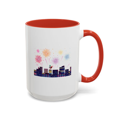 Accent Coffee Mug - Super kiddo with fireworks - [[{"value":"Wonderwear Kid"}]]