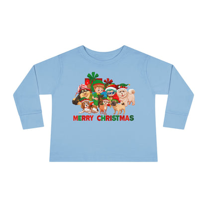 Toddler Long Sleeve Tee - Christmas with super kiddo pet friends with text - [[{"value":"Wonderwear Kid"}]]