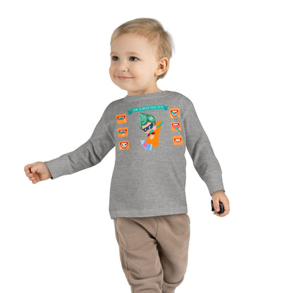 Toddler Long Sleeve Tee - Super kiddo how to brush teeth - [[{"value":"Wonderwear Kid"}]]