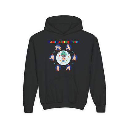 Youth Heavy Blend Hooded Sweatshirt - Super kiddo how to wash hand properly - [[{"value":"Wonderwear Kid"}]]
