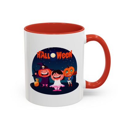 Accent Coffee Mug - Super kiddo wearing pumpkin - [[{"value":"Wonderwear Kid"}]]