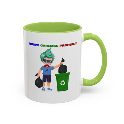 Accent Coffee Mug - Super kiddo taking trash out - [[{"value":"Wonderwear Kid"}]]