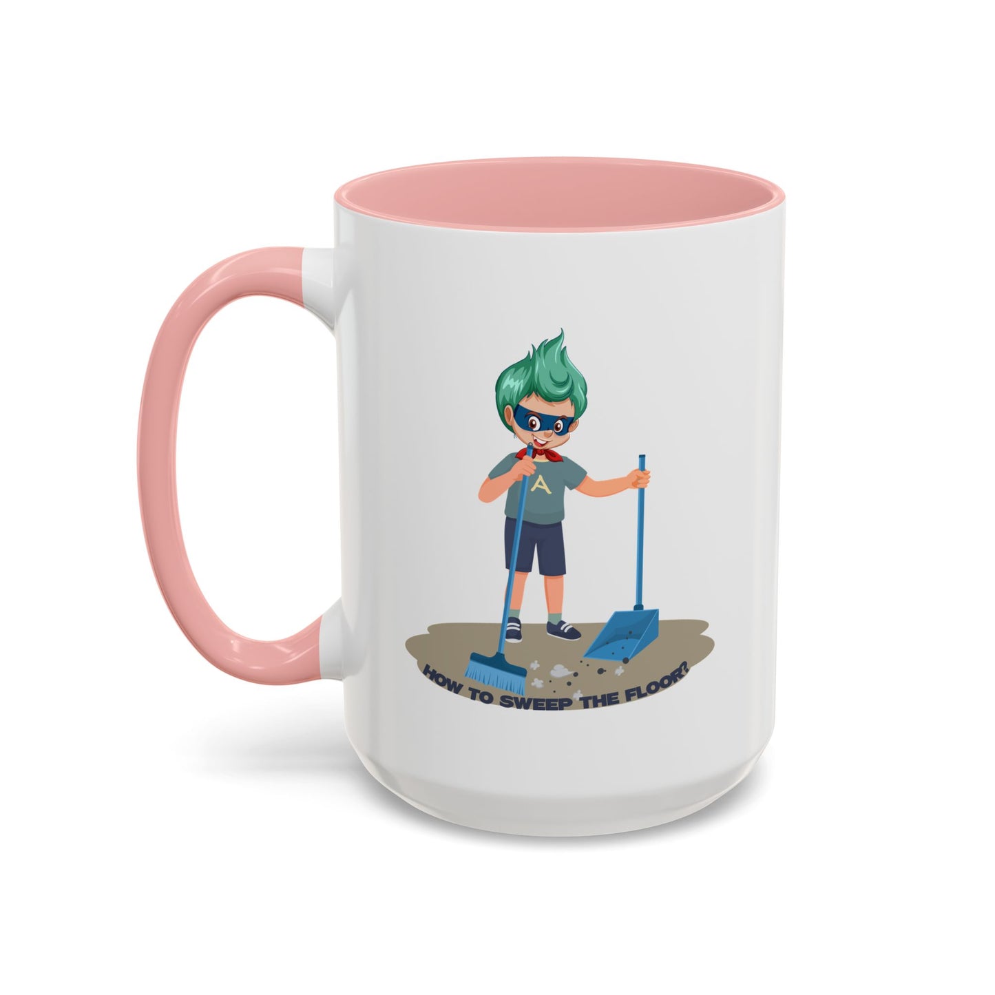 Accent Coffee Mug - Super kiddo sweeping floor