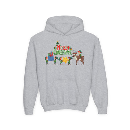 Youth Heavy Blend Hooded Sweatshirt - Merry christmas and reindeer - [[{"value":"Wonderwear Kid"}]]
