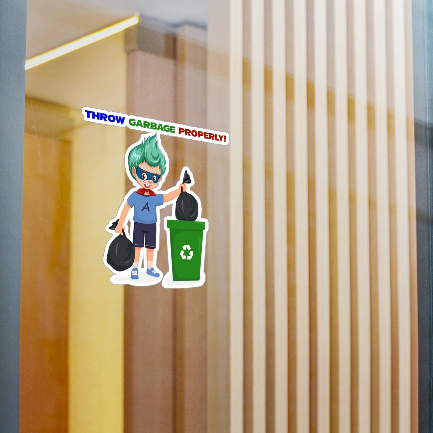Halloween Kiss-Cut Vinyl Decals – Super kiddo taking trash out - [[{"value":"Wonderwear Kid"}]]